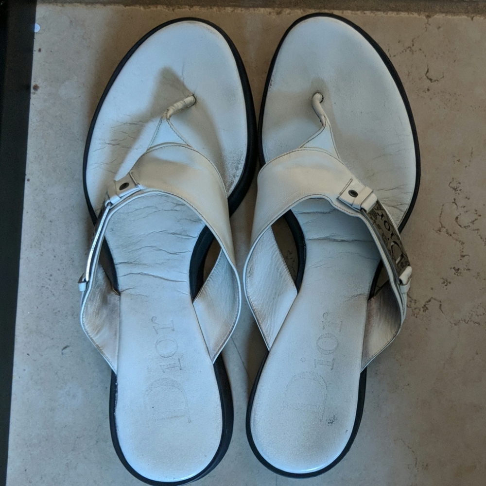 Christian Dior White Leather Sandals
